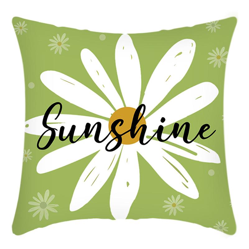 

New Green Plant Pillowcase Green Daisy Letter Print Home Decoration Holiday Pillow Pillowcase 45 * 45Cm pillowcase