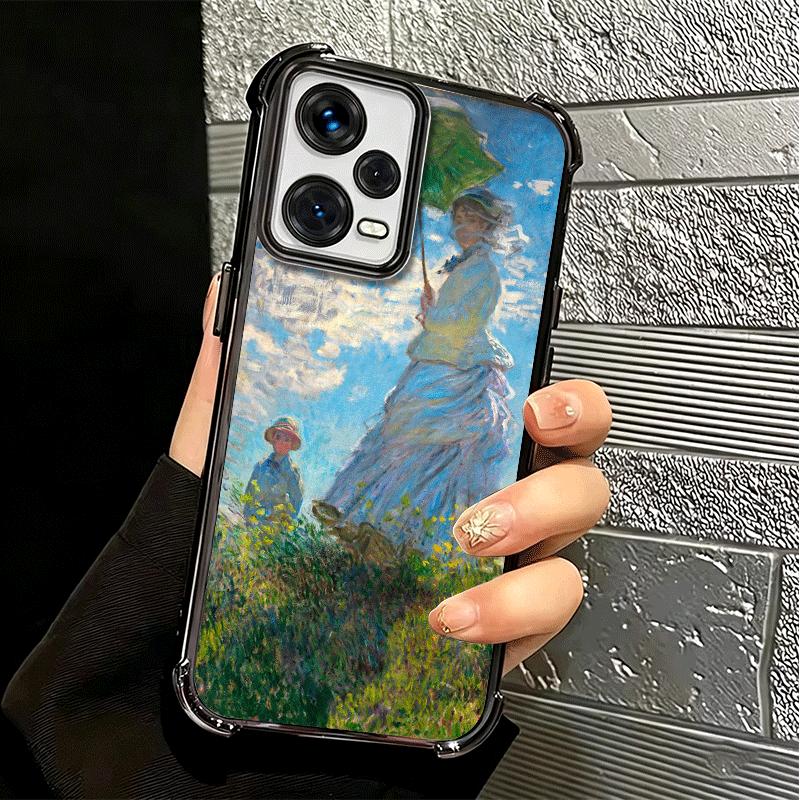 Claude Monet Oil Painting Plating Phone Case For Xiaomi Redmi Note 14 15 Pro Plus 13 12 11 11S 11T 10 9S 9 5G Anti-Fall Airabag