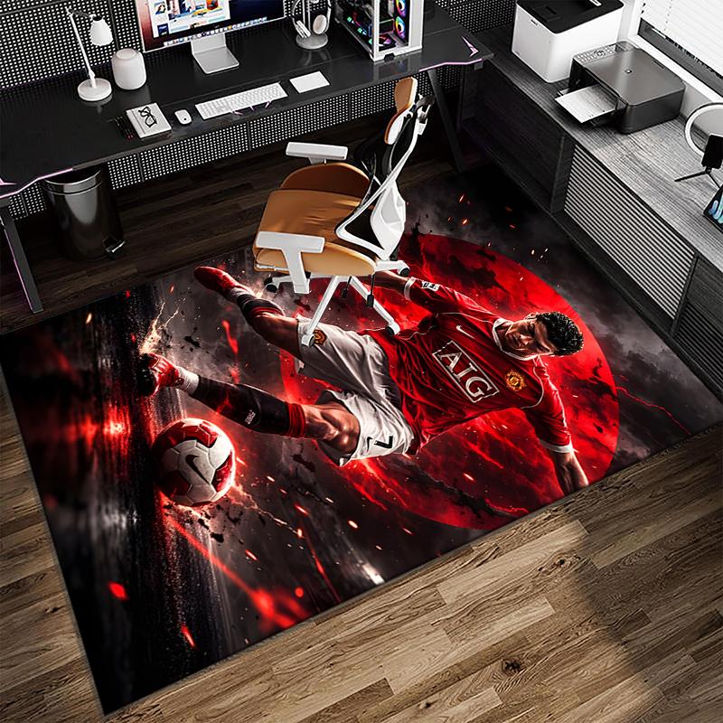 1PC Man United Soccer Action Rug Game Carpet, Floor Mat for Bedroom Living Room Entryway Rug, Home Decor Idea Gift for Christmas birthday