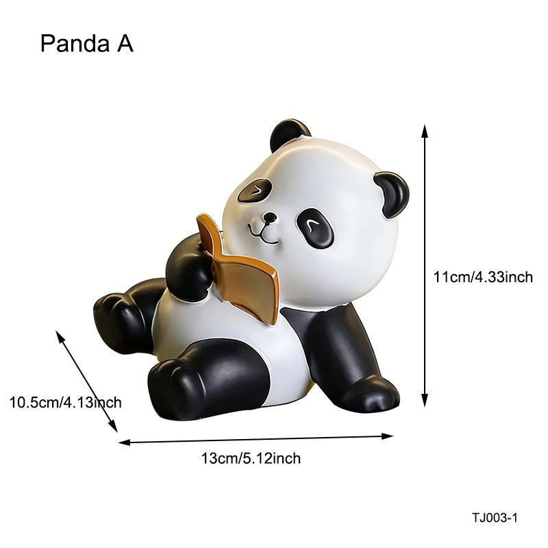 2Pcs: Library Panda Decorative Bookholder Decorative Desktop Cute Panda Bookholder School Office Resin Bookholder