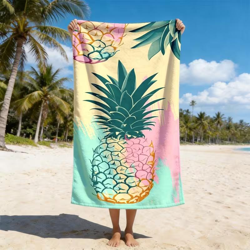 

Tropical Pineapple Beach Towel Minimalist Fruity Art Print Soft Absorbent Quick Dry Beach Blanket for Travel Vacation Daily Use W30*H60(CM)