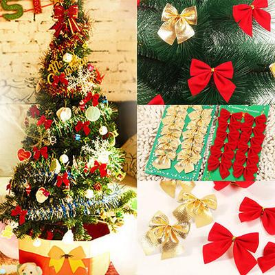 12 adet Tatlı Yaylar Ilmek Noel Ağacı Asılı Süslemeleri Xmax Ağacı Süsleri Bir Set