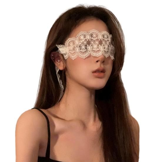 Lace BDSM Blindfold with Sheer Mesh Adjustable Sensory Deprivation Mask for Couples' Roleplay Soft Breathable Discreet Adult Toy for Intimate Foreplay