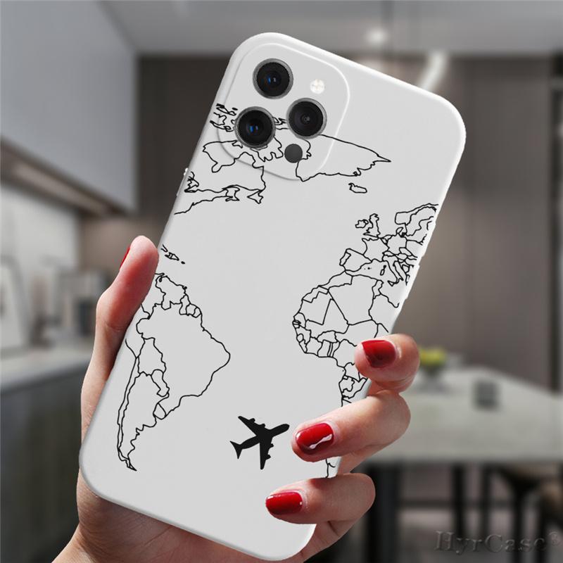 Für Iphone 13 12 11 14 Pro Max 14plus 13mini Fall Mode Luxus Beliebte Flugzeuge Weltkarte Reise Candy silikon Abdeckung
