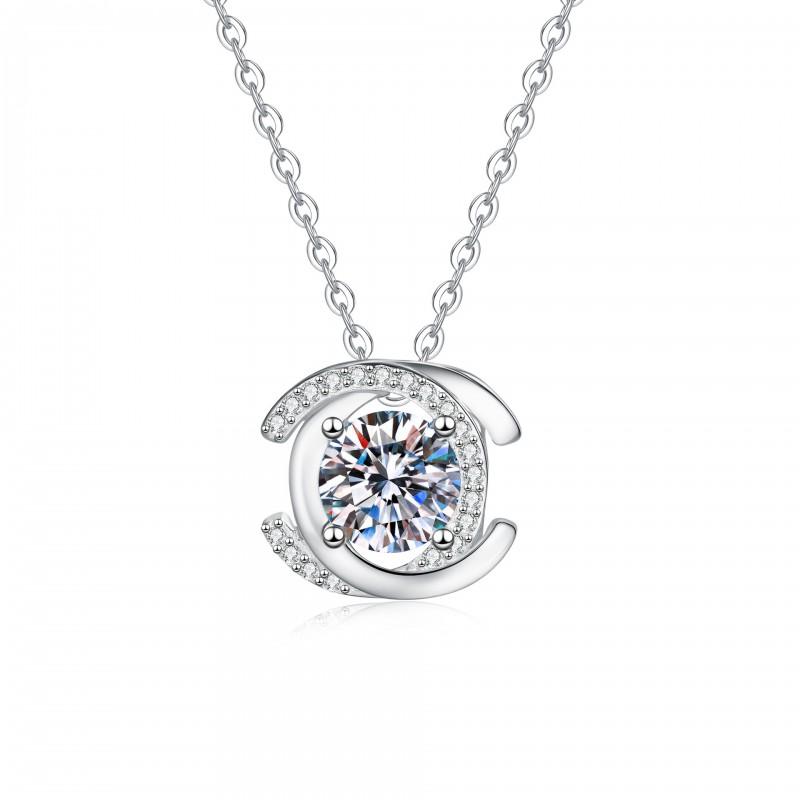1ct Moissanite Pendant Necklace Cross Chain Chic Style Daily Wear Women
