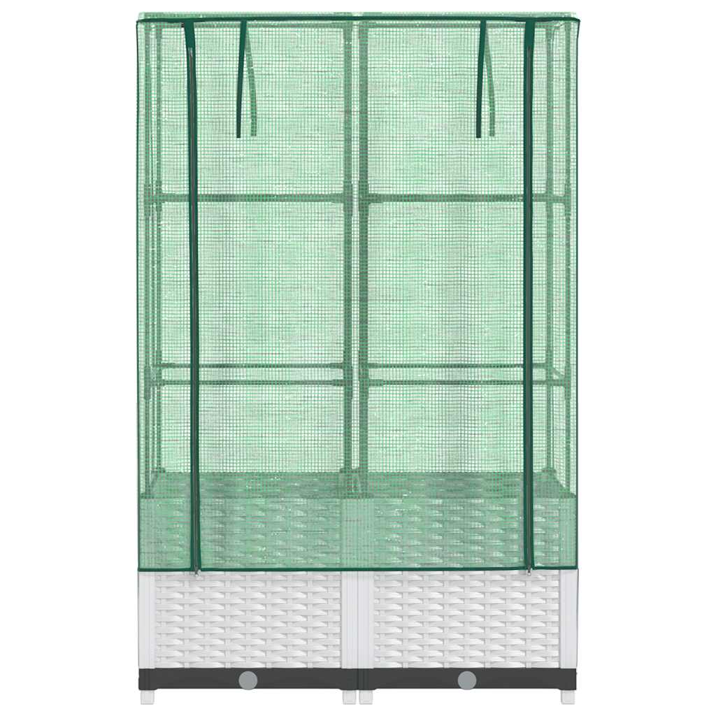 Vidaxl Raised Planter with Greenhouse, Rattan Look, 80X40X138 Cm