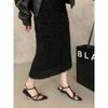 French retro cross strap Roman sandals women's outer wear 2025 summer new with skirt wedges pointed sandals