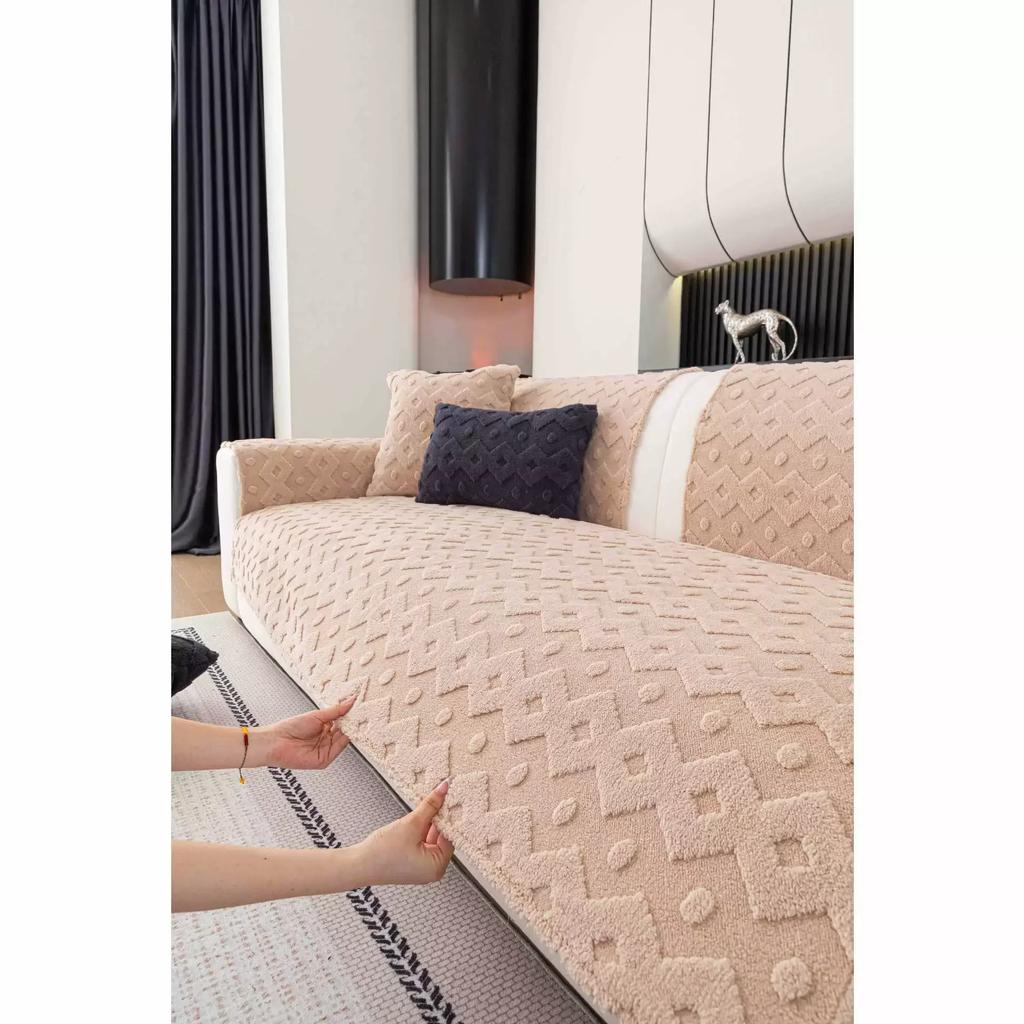 New Autumn and Winter Warm Sofa Cushion Anti-cat Scratch Advanced Sense Plush Sofa Cover Cloth