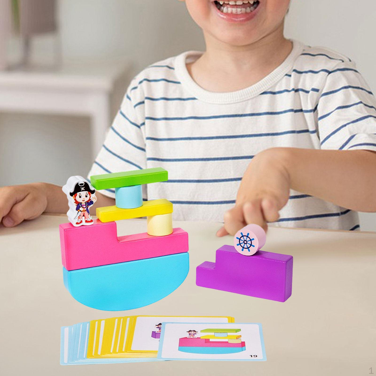 

Blocks Stacking Building Parent Child Game Educational for Kids Sensory Toys Colors Shapes