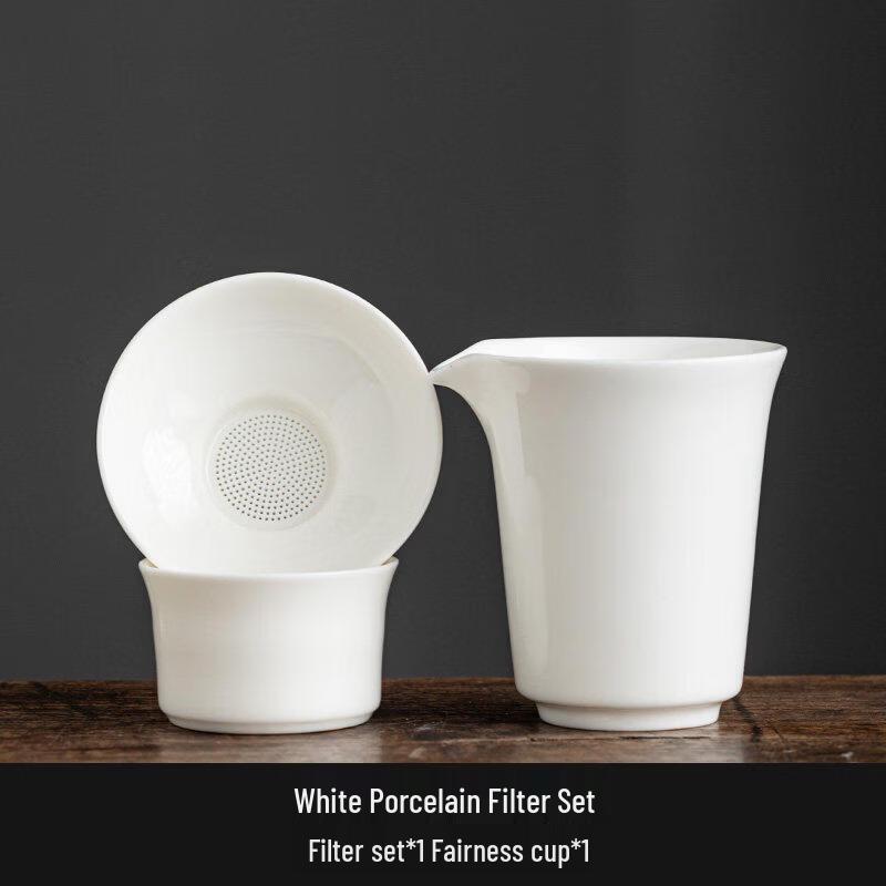Tea Cycle White Porcelain Pourer and Fairness Cup Set