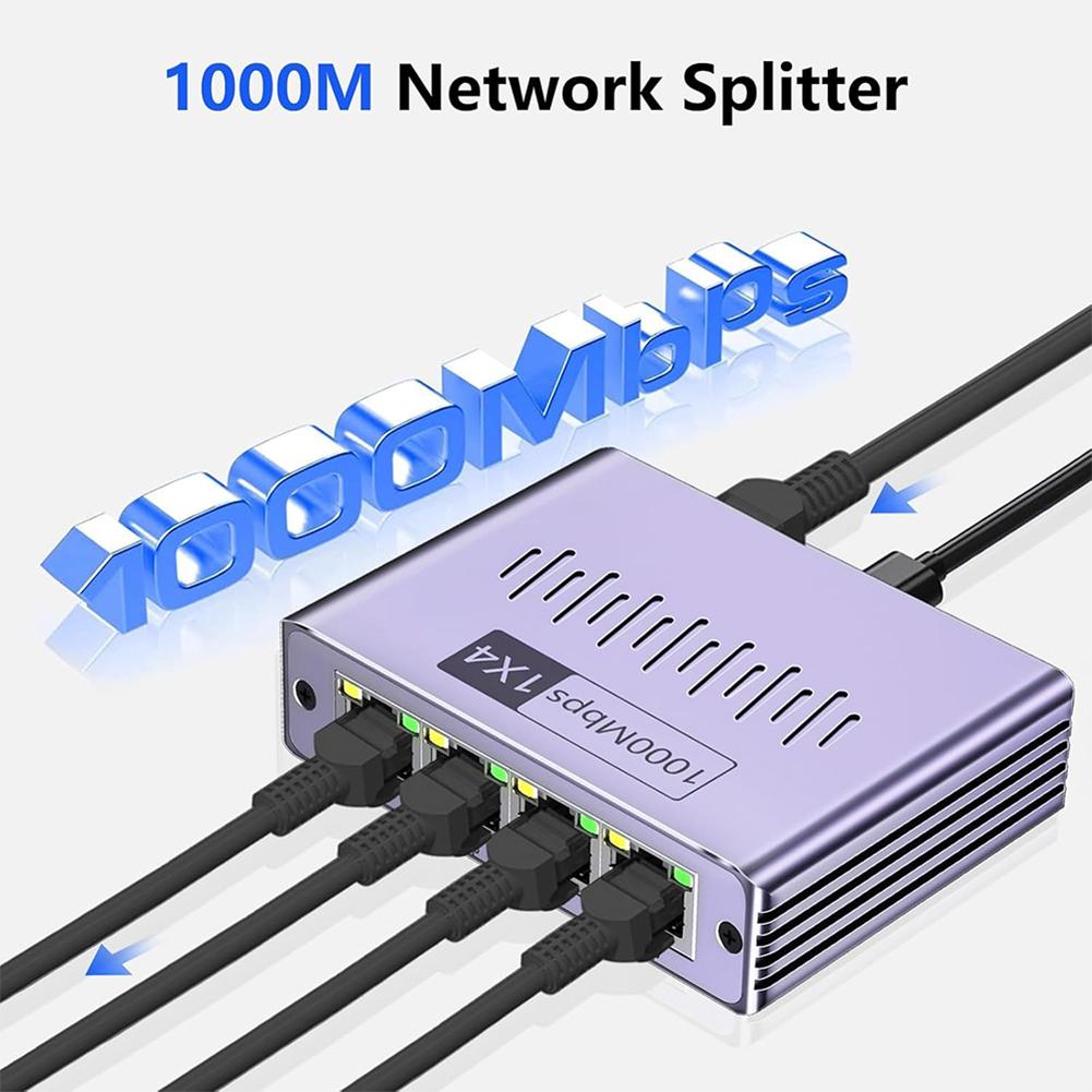 Gigabit Ethernet Splitter 1 To 2/3/4 Ethernet Cable Splitter 1000Mbps Network RJ45 Splitter Network Connector for Cat6/7/8 Cable