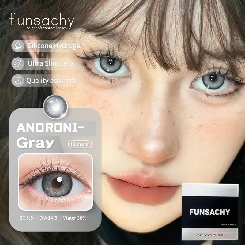FUNSACHY Color Contacts 1Pair Natural Brown Korean Big Eye Contact Lenses for Eyes Beauty Gray Pupils Colored Soft Lens Yearly