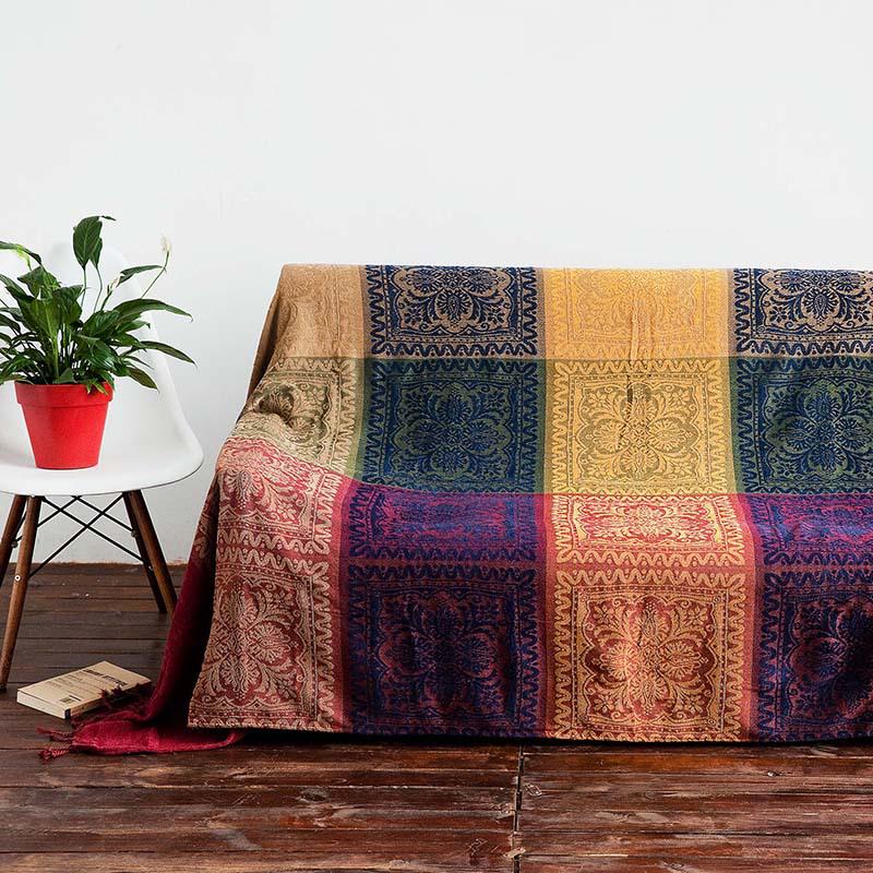 Nepal Style Chenille Yarn Woven Blanket: Multi-Functional Sofa Throw, Shawl, or Table Mat