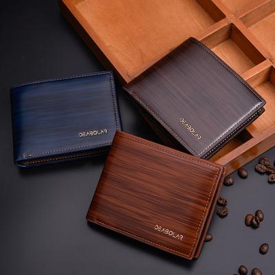Męski Krótki Portfel Materiał PU Wiele Slotów na Karty Męski Wysokiej Jakości Luksusowy Portfel Z Prezentem na Urodziny Mężczyzny