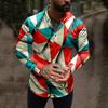 Fashion 3D Printed Geometric Pattern Shirt Casual Street Men's Shirt Simple Design Harajuku Men's Long Sleeve Top