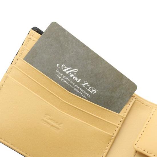 [Abies] Genuine Leather Grain Embossed Cowhide Bi-fold Wallet (with Coin Purse) Black