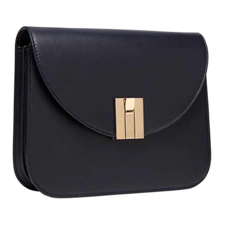 Bally Gold Metal Accessories Lock Closure Crossbody Bag Small Women Shoulder Bag Blue 6309054