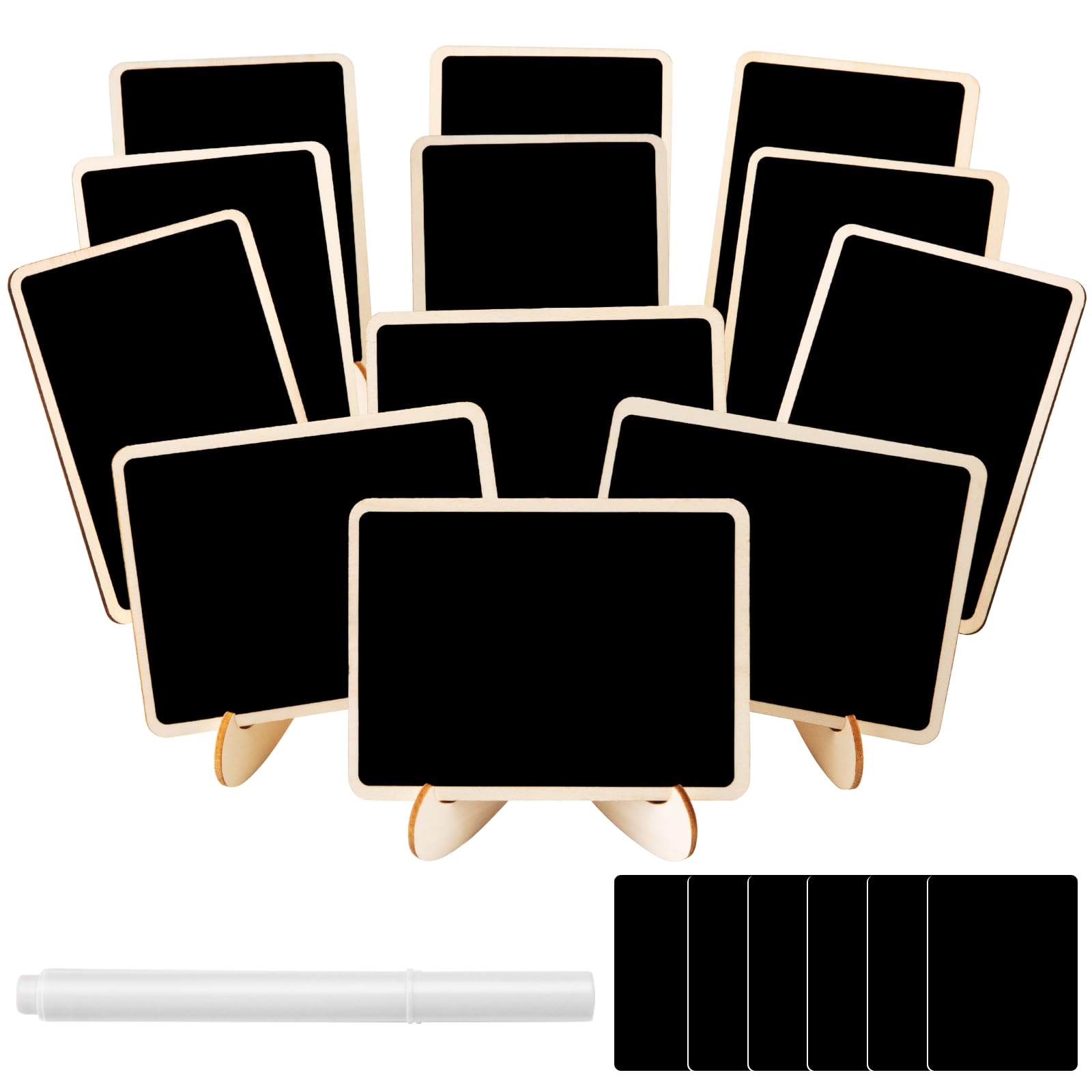 

Chalkboard Signs,Small Chalkboard Labels with Easel Stand,Wooden Blackboard for Table Numbers,Wedding Signs,Place Cards and Event Decoration 12 Pcs