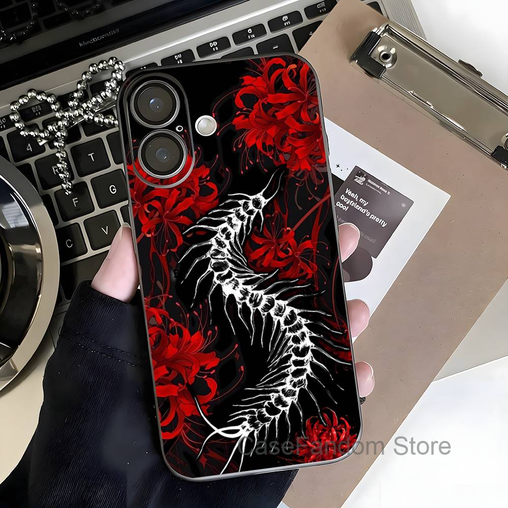 Ghoul Red Spider Lily Tokyo For iPhone 17,16,15,14,13,12,11,Pro,Max,Plus Magnetic Wireless Charging Transparent gray Phone Case
