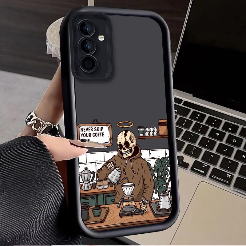 Skull Coffee Shop Case for Samsung Galaxy A53 A50 A50S A36 5G A35 A34 A33 A32 A30 A26 A24 A23 A22 A20 A16 A15 A14 A13 4G Cover