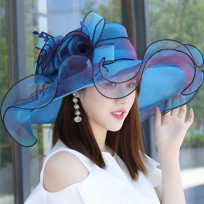 Hat Female Summer Organza Breathable Sun Hat Ruffled Sun Protection Wide Brim Beach Trip Chiffon Sun Hat