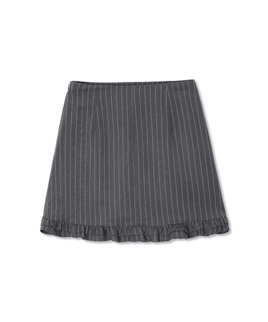 Michikoleondeonkosino Striped Shirred Mini Skirt Charcoal