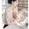 In Stock 1116 Spring and Autumn New Red Floral Shirt New Chinese Style Women's Top