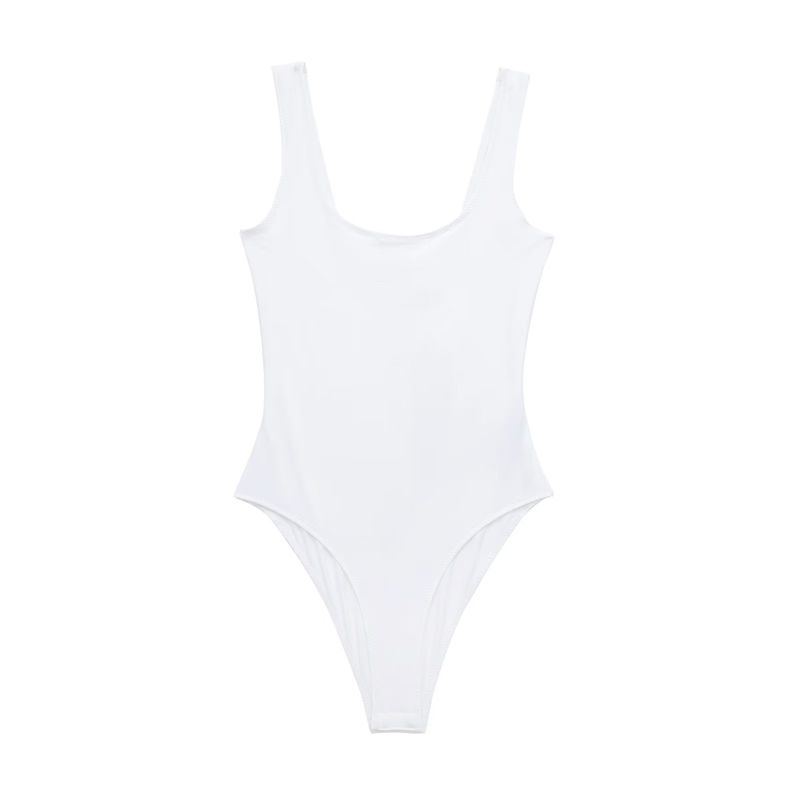 

Kaslead Crew Neck Wide Shoulder Strap Silm Jumpsuit White M