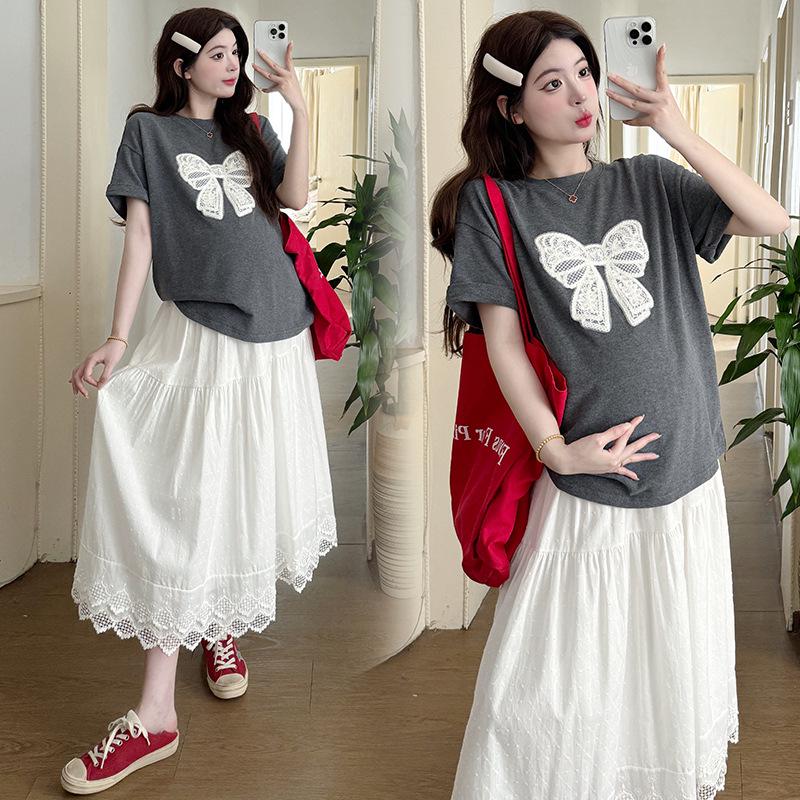 2026 Summer Loose Maternity Top & Skirt Set L
