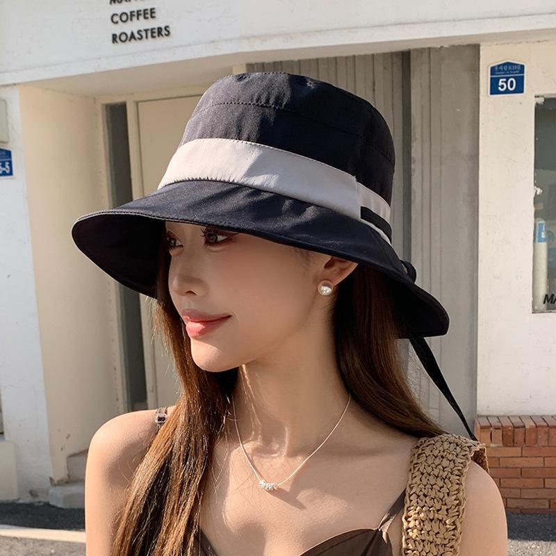 Summer Simple Color Matching Hat Women's Outdoor Mountaineering Sun Protection Sun Hat Casual Versatile Face Small Bucket Hat