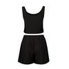 Women's Knit 2 Pack Sleeveless Cropped Tank Top Shorts Set Casual Summer Streetwear