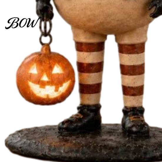 Harz Herbst Tischdekoration Kürbis Hexe Figur, Gruselige Halloween Statue mit Laterne, Saisonal Bauernhaus Vintage Gotisch für Tischplatte Kaminsims Regal