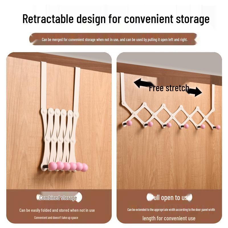 Door-Mounted Foldable Bag & Coat Rack with Stainless Steel Hooks