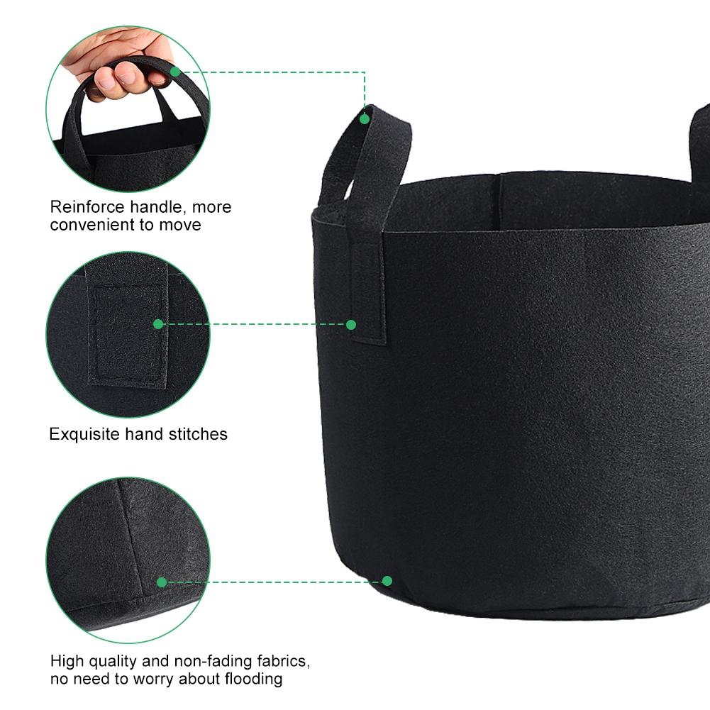 Black Plants Growing Bag Vegetable Flower Aeration Planting Pot Container (7 Gallon 30 X 35cm)