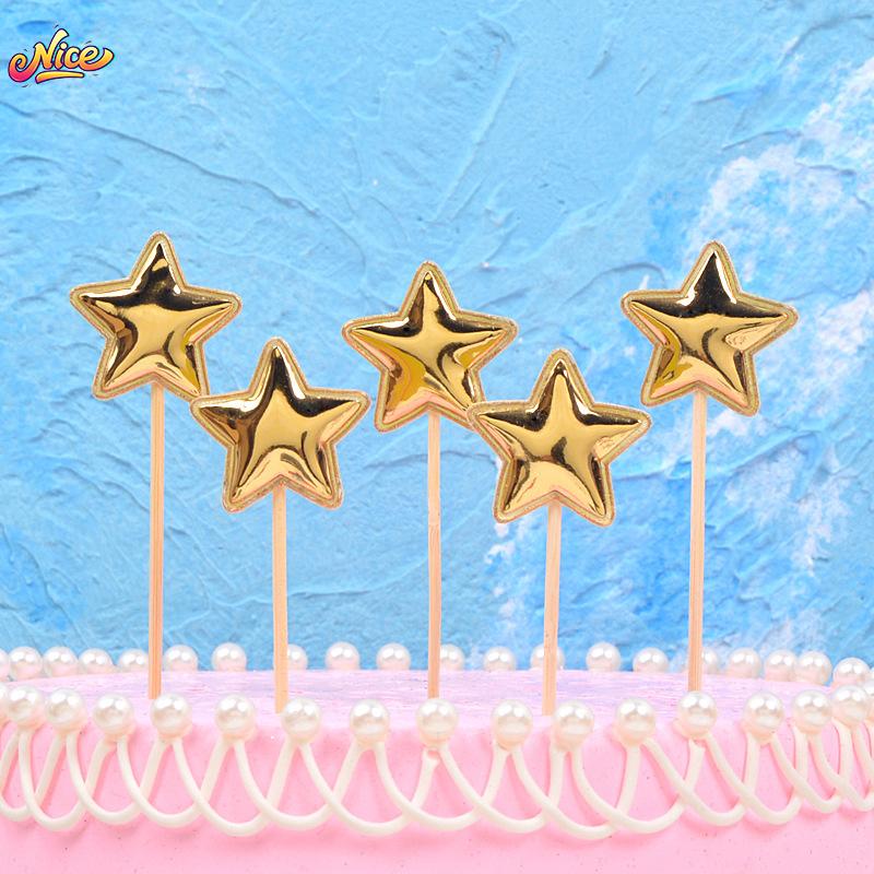 5Pcs/Lot Cake Topper Creative For Baby Shower Birthday Party Wedding Celebration Cake Decoration Star Heart Cupcake Insert