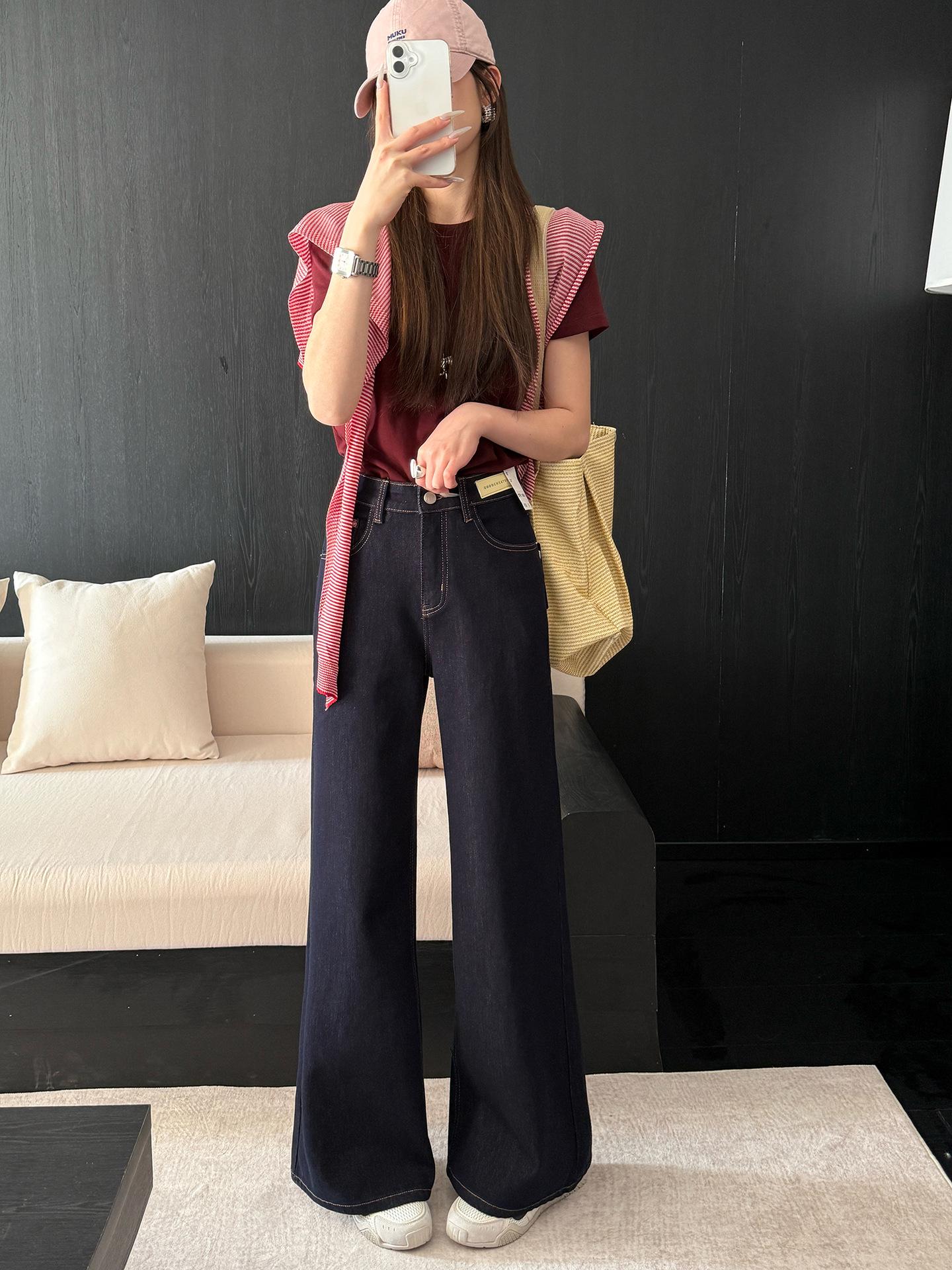 Thirteen Rows Women s Spicy Girl Jeans: Summer 2026 High-Waisted Stretch Barrel Leg Pants L
