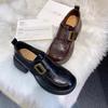 Unterstützen Sie 2025 Herbst Klett-Loafer erhöhte Plattform Britischer Stil dicker Absatz kleine Lederschuhe