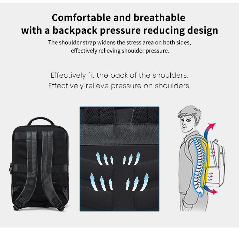 Men's Luxury Cowhide Business Laptop Backpack, 15.6", for Work and Travel