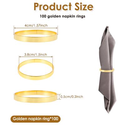 100Pcs Reusable Napkin Rings Metal Napkin Ring for Table Elegant Gold Napkin Rings Versatile Napkin Rings for Table Setting