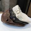 PU Leather Leather Beret British Style Newsboy Hat Painter Hat Flat Cap  Chilly Days