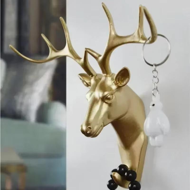 Multifunctional Decorative Hook Resin Animal Head Crafts Personalized Deer Elephant Wall Hanging Door Coat Hooks Tools HookHome