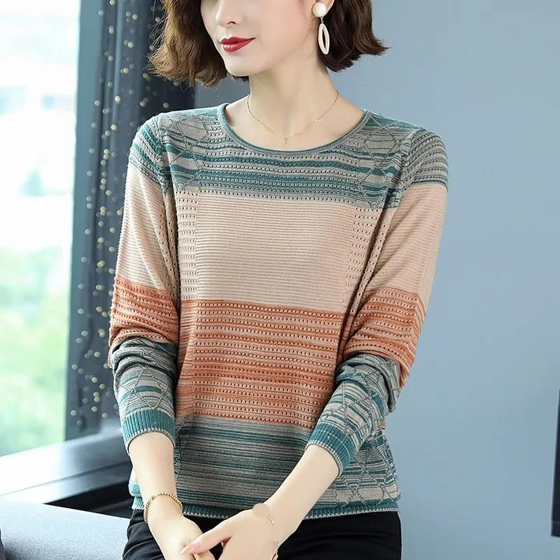 Female Fall Simple Slim Bottom Shirt Round Neck Long Sleeve Pretty Top