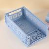 Storage Basket Foldable with Handle Ventilated Hollow Design Organizer Portable Stackable Large Opening Organizer for Home Bathroom Kitchen