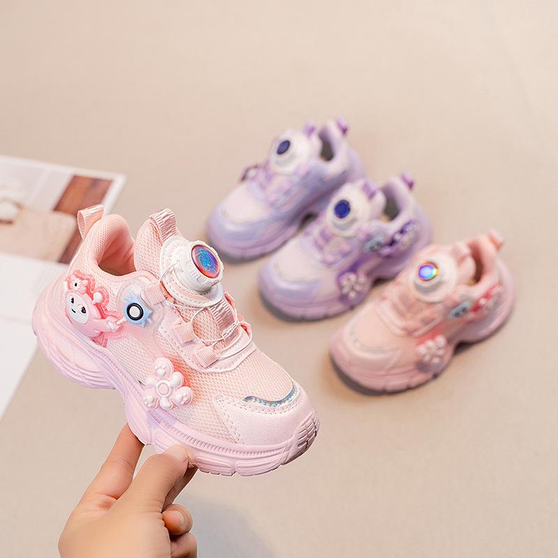 Children's Lamp Shoes Soft-soled Mesh Dad Shoes 2025 Spring and Autumn Girls Sports Shoes Primary School Running Shoes
