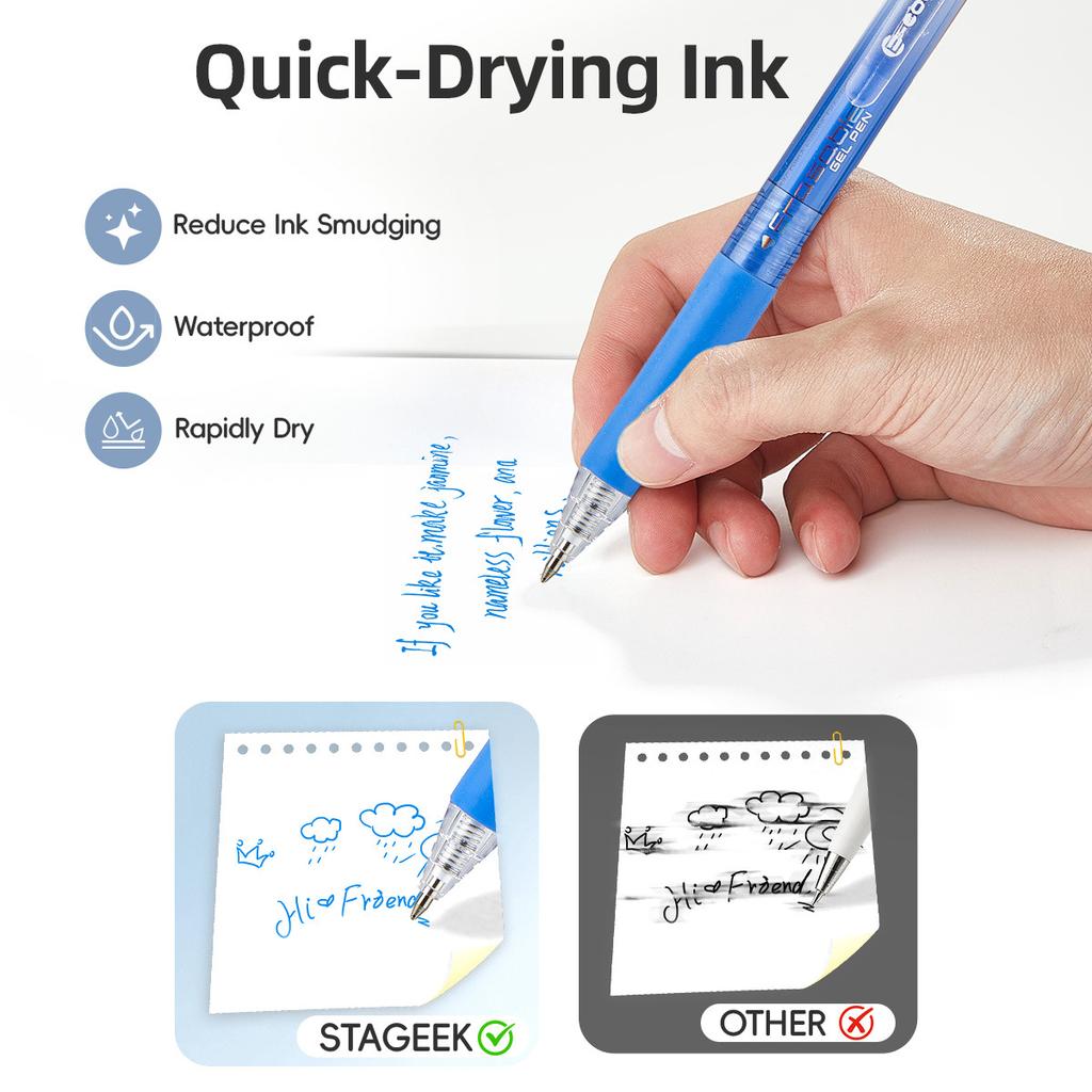 Erasable Gel Pen - Erasable student coloring pen - Retractable, retractable, push-button DIY journaling pen - Quick-drying neutral pen
