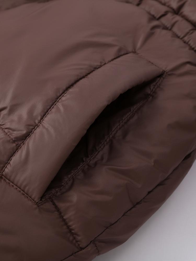 Damen Kapuzen-Baumwolljacke mit Reißverschluss Kordelzug Bindung Locker Warm Braun Baumwollkleidung Leichte Schlanke Jacke Täglicher Arbeitsweg Herbst und Winter