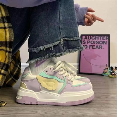 Projektantki damskie oddychające liliowe trampki buty ze skrzydłami dla dziewczynek trampki na grubym obcasie Casual platforma do biegania Y2K buty Lolita