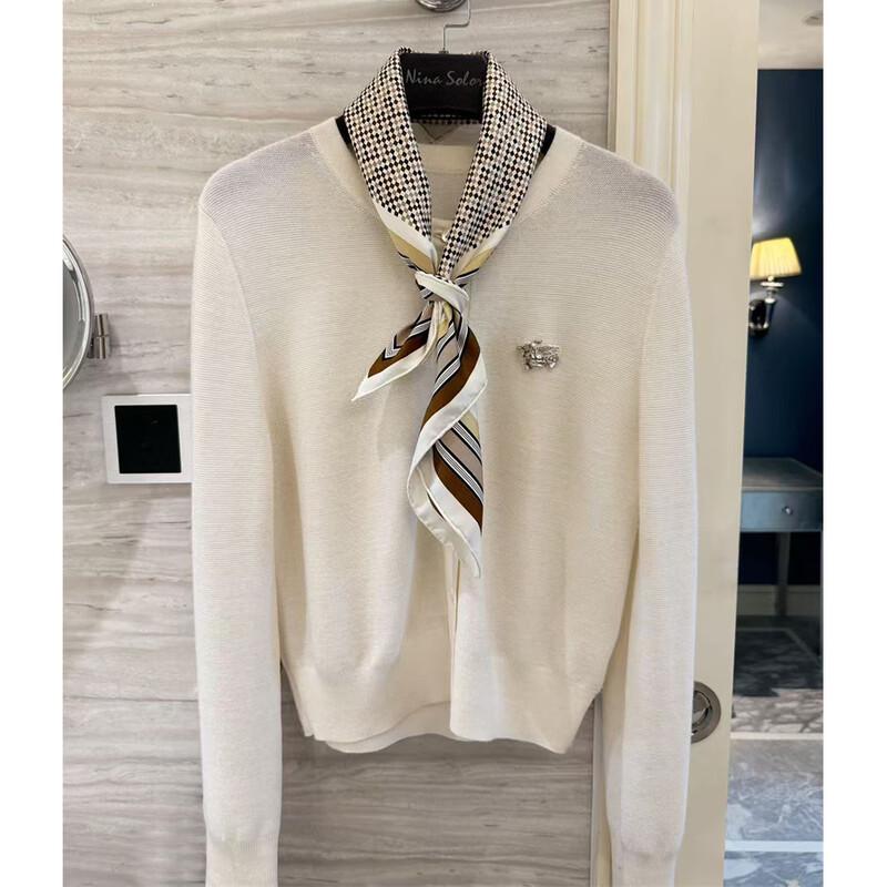 NINA SOLOR Striped Soft Twill Silk Scarf