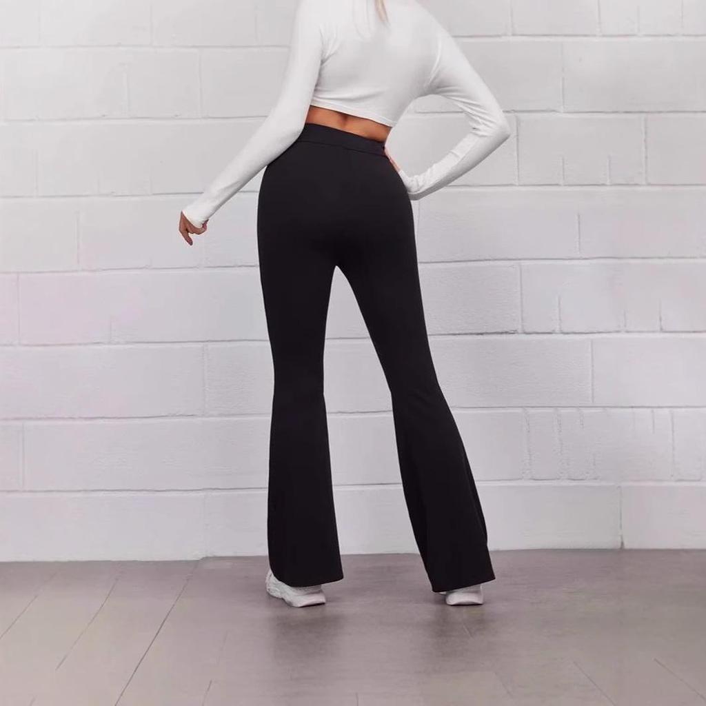 Women's High-Waisted Micro-Flare Yoga Running Pants for Spring/Summer