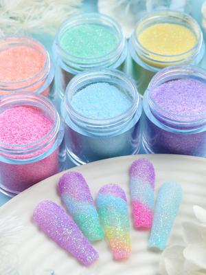 10 ml Flasche Glitzer-Wollpulver, Nageldekorationspulver, Sommer-Bonbonfarben-Glitzerpulver, DIY-Charm-Material zur Nagelherstellung